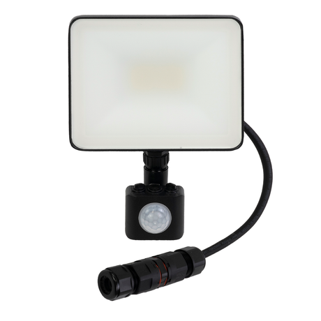 LED-Fluter, BeamPlug, 10 W, 4000 K (neutralweiß), 1200 lm, schwarz, energiesparend, verstellbare Leuchtrichtung, Plug-In Sensor Vorrichtung, IP65 Kabelverbinder, Wand- & Eckmontage