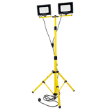 LED Baustrahler mit Teleskop-Stativ, 2x 30 W, 4000 K (neutralweiß), 6000 lm, IP65, Schutzkontaktstecker, Ein/Aus-Schalter