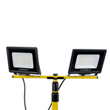 LED Baustrahler mit Stativ, 2x 50 W, 4000 K (neutralweiß), 10000 lm, IP65, Schutzkontaktstecker, Ein/Aus-Schalter