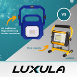 2er Set LED Baustrahler mit Akku, faltbar, 6 W, 800 lm, 4000 K (neutralweiß), IP54, 7 Stunden Lichtzeit, USB In- und Output, flexible Arbeitsleuchte.