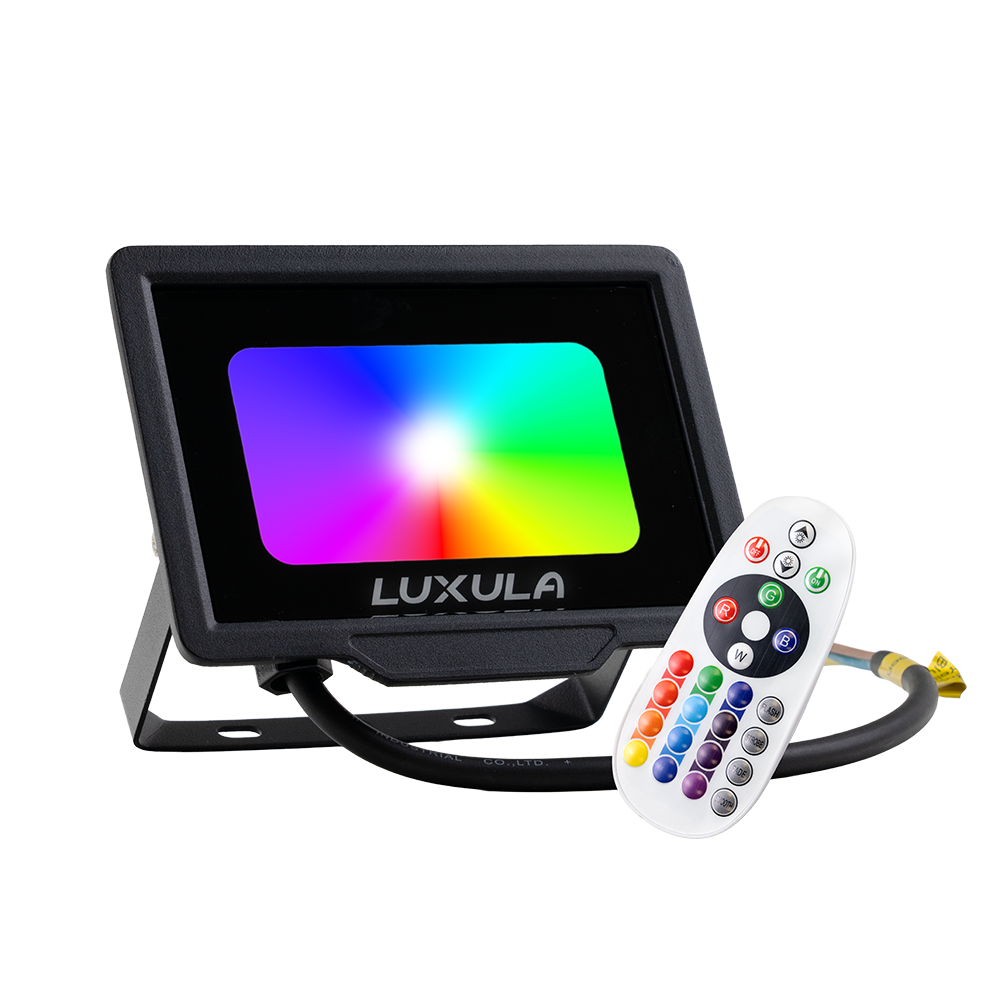 RGB LED-Fluter, 10 W, schwarz, IP65, mit Fernbedienung, RGBW-Farbwechsel