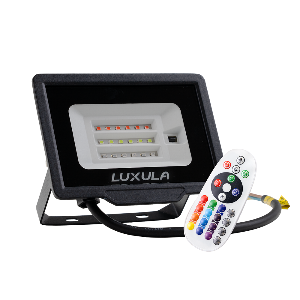 RGB LED-Fluter, 10 W, schwarz, IP65, mit Fernbedienung, RGBW-Farbwechsel