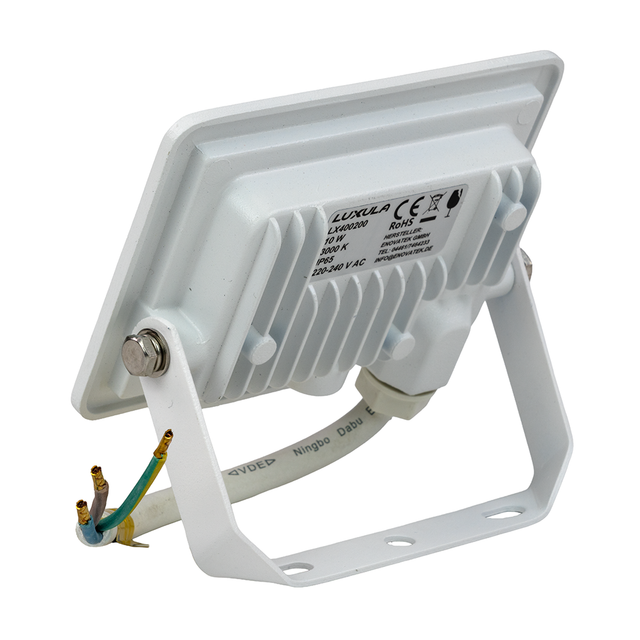 LED-Fluter, 10 W, 3000 K (warmweiß), 1000 lm, weiß, IP65.