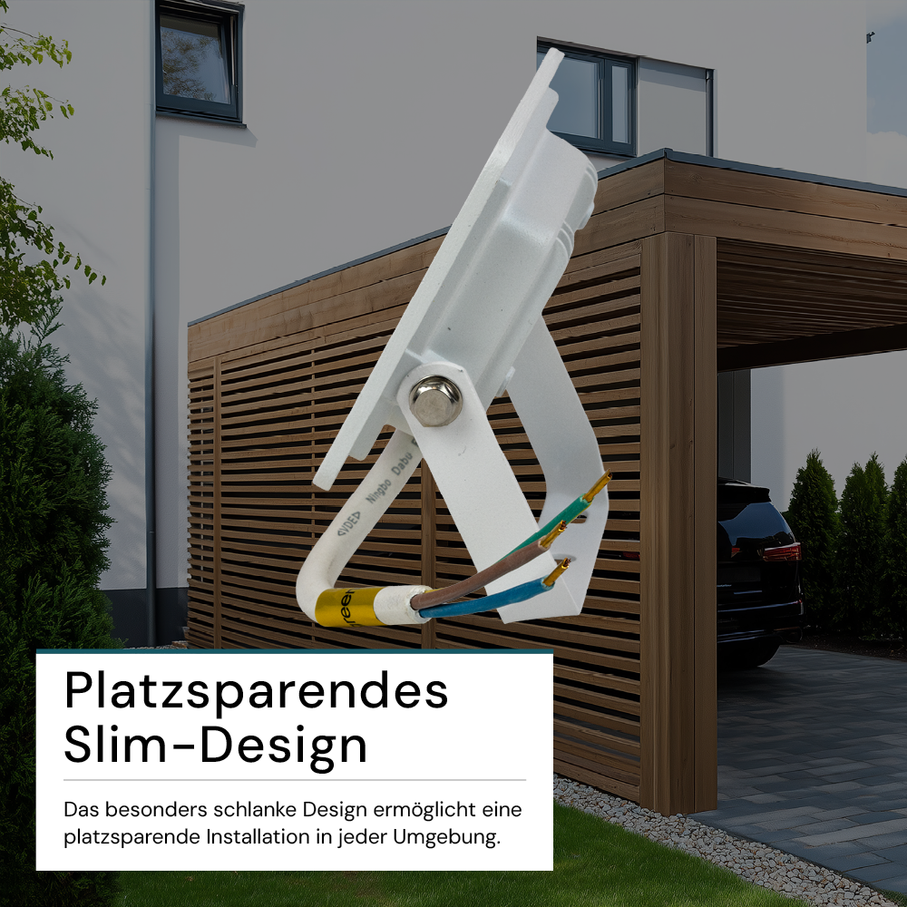 LED-Fluter, 10 W, 3000 K (warmweiß), 1000 lm, weiß, IP65.