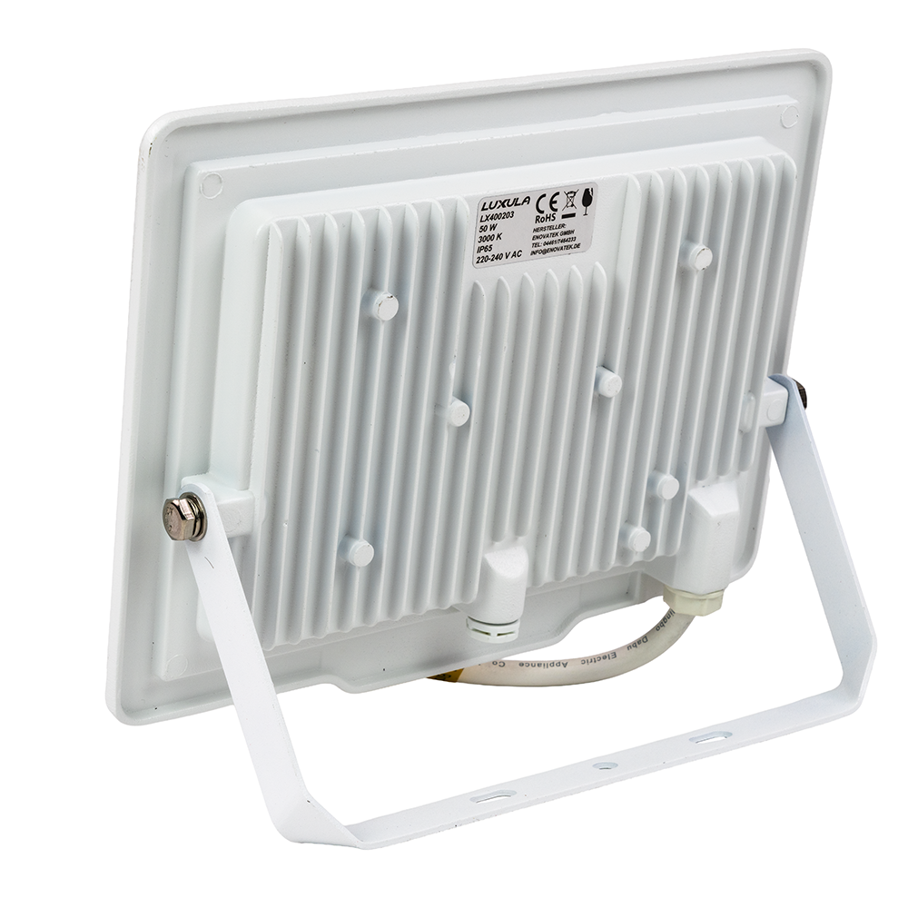 LED-Fluter, 50 W, 4000 K (neutralweiß), 5000 lm, weiß, IP65.