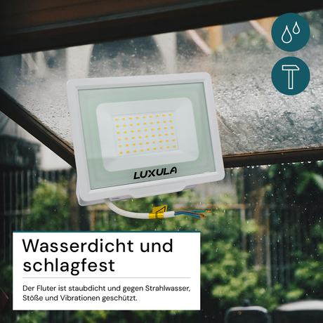 2er Pack LED-Fluter, 50 W, 4000 K (neutralweiß), 5000 lm, weiß, IP65.