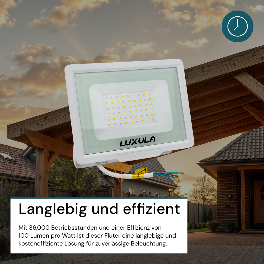 2er Pack LED-Fluter, 50 W, 4000 K (neutralweiß), 5000 lm, weiß, IP65.