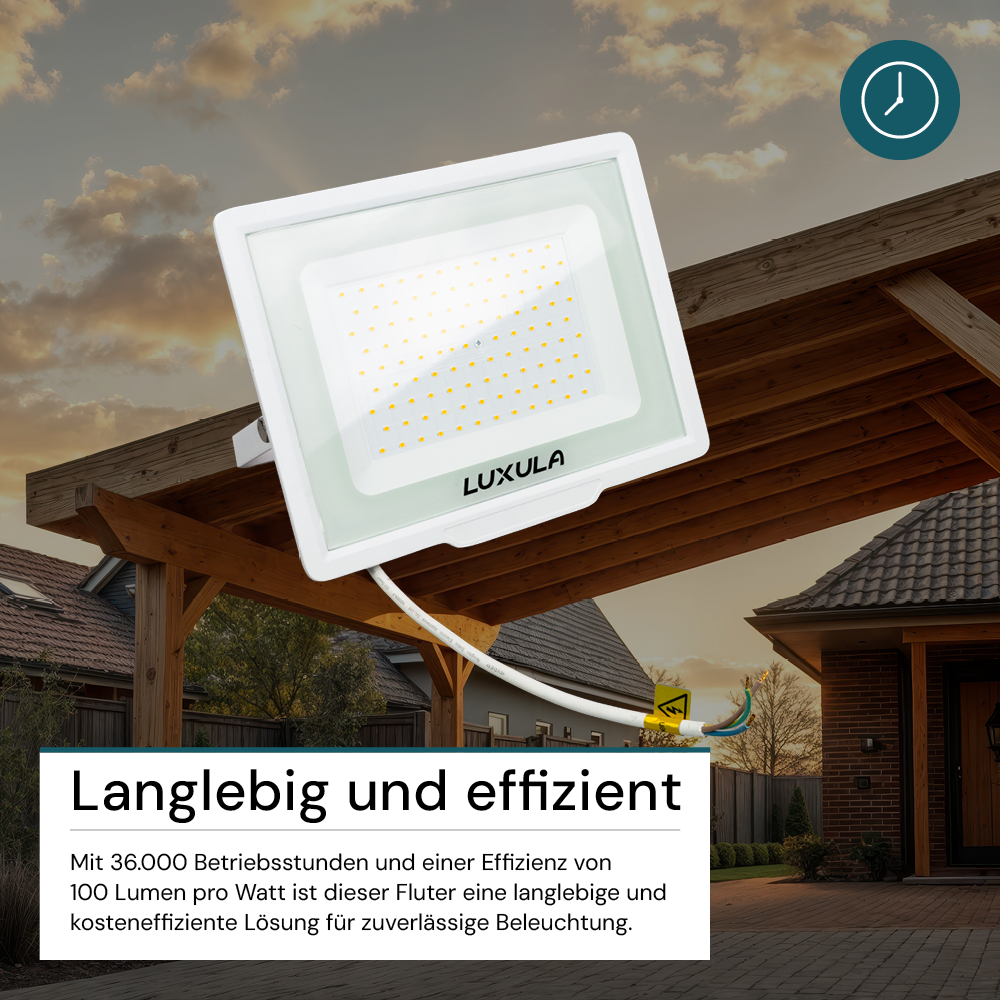2er Pack LED-Fluter, 100 W, 4000 K (neutralweiß), 10000 lm, weiß, IP65.