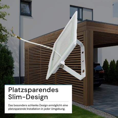 LED-Fluter, 100 W, 3000 K (warmweiß), 10000 lm, weiß, IP65.