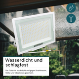 5er Pack LED-Fluter, 200 W, 4000 K (neutralweiß), 20000 lm, weiß, IP65.