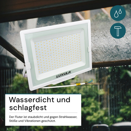 5er Pack LED-Fluter, 200 W, 4000 K (neutralweiß), 20000 lm, weiß, IP65.