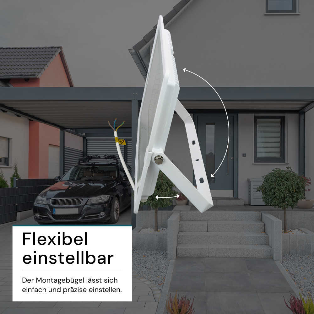 5er Pack LED-Fluter, 200 W, 4000 K (neutralweiß), 20000 lm, weiß, IP65.