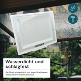 LED-Fluter, 300 W, 4000 K (neutralweiß), 30000 lm, weiß, IP65.