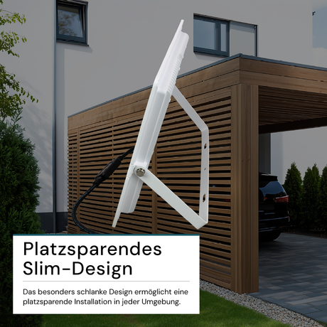 LED-Fluter, 300 W, 3000 K (warmweiß), 30000 lm, weiß, IP65.