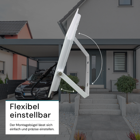 LED-Fluter, 300 W, 4000 K (neutralweiß), 30000 lm, weiß, IP65.
