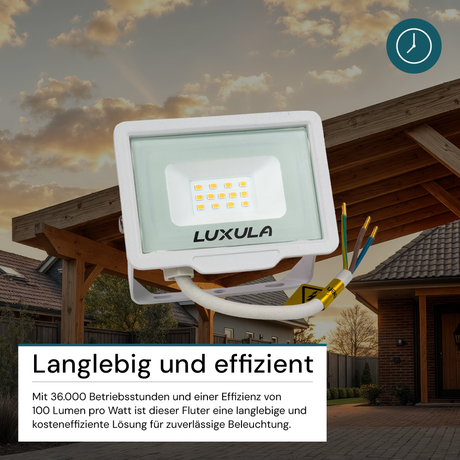 2er Pack LED-Fluter, 10 W, 4000 K (neutralweiß), 1000 lm, weiß, IP65.