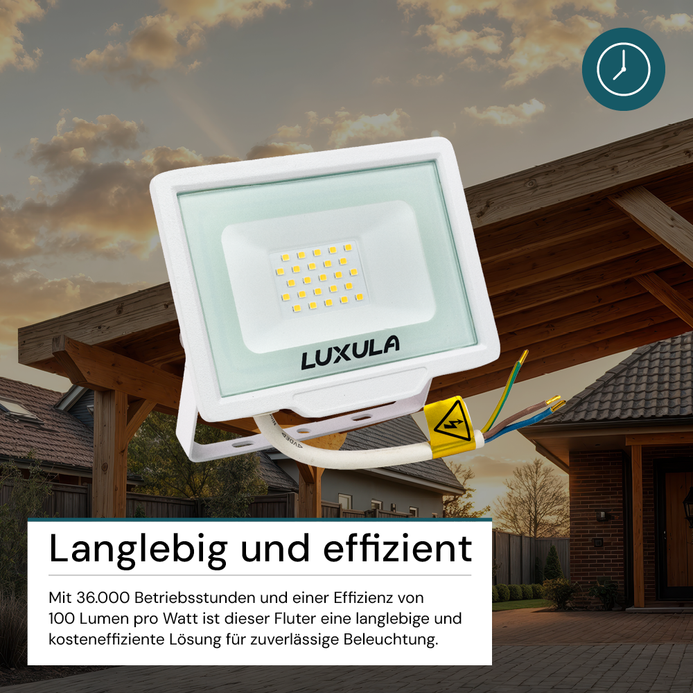 2er Pack LED-Fluter, 20 W, 4000 K (neutralweiß), 2000 lm, weiß, IP65.