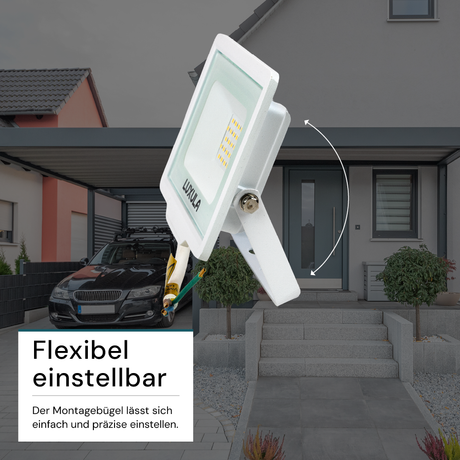 LED-Fluter, 20 W, 4000 K (neutralweiß), 2000 lm, weiß, IP65.