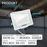 2er Pack LED-Fluter, 100 W, 4000 K (neutralweiß), 10000 lm, weiß, IP65.