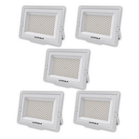 5er Pack LED-Fluter, 150 W, 4000 K (neutralweiß), 15000 lm, weiß, IP65.
