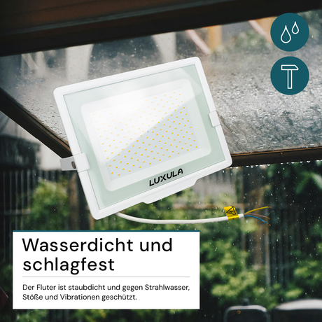 5er Pack LED-Fluter, 150 W, 4000 K (neutralweiß), 15000 lm, weiß, IP65.