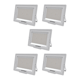 5er Pack LED-Fluter, 200 W, 4000 K (neutralweiß), 20000 lm, weiß, IP65.