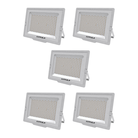 5er Pack LED-Fluter, 200 W, 4000 K (neutralweiß), 20000 lm, weiß, IP65.