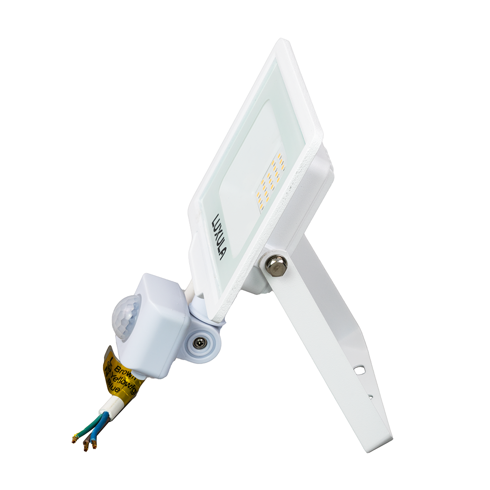 LED-Fluter mit Bewegungsmelder, 20 W, 4000 K (neutralweiß), 2000 lm, weiß, IP65.