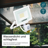 2er Pack LED-Fluter mit Bewegungsmelder, 20 W, 4000 K (neutralweiß), 2000 lm, weiß, IP65.