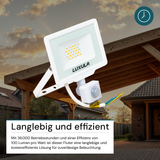 2er Pack LED-Fluter mit Bewegungsmelder, 20 W, 4000 K (neutralweiß), 2000 lm, weiß, IP65.