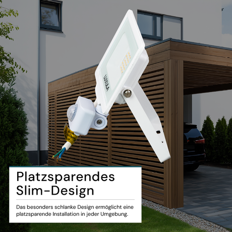 2er Pack LED-Fluter mit Bewegungsmelder, 20 W, 4000 K (neutralweiß), 2000 lm, weiß, IP65.