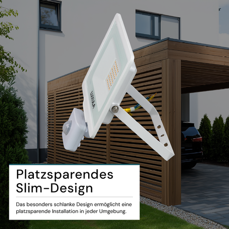 2er Pack LED-Fluter mit Bewegungsmelder, 30 W, 4000 K (neutralweiß), 3000 lm, weiß, IP65.