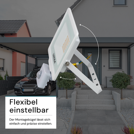 2er Pack LED-Fluter mit Bewegungsmelder, 30 W, 4000 K (neutralweiß), 3000 lm, weiß, IP65.