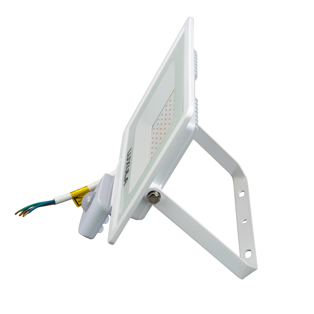 LED-Fluter mit Bewegungsmelder, 50 W, 4000 K (neutralweiß), 5000 lm, weiß, IP65.