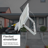 LED-Fluter mit Bewegungsmelder, 50 W, 3000 K (warmweiß), 5000 lm, weiß, IP65.