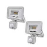 2er Pack LED-Fluter mit Bewegungsmelder, 10 W, 4000 K (neutralweiß), 1000 lm, weiß, IP65.