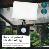 LED-Fluter mit Schnellverbinder & Bewegungsmelder, rahmenloses Design, 20 W, 4000 K (neutralweiß), 2000 lm, IP44