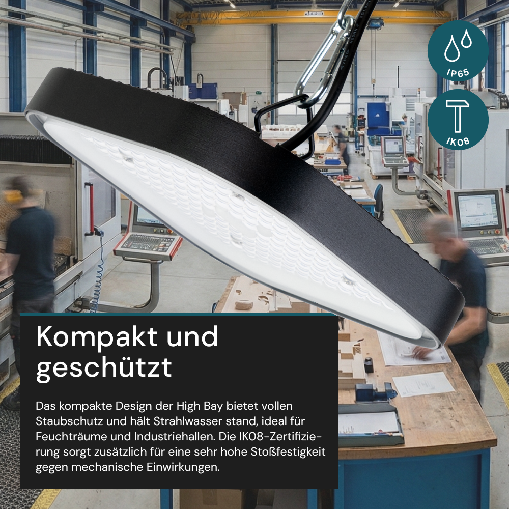 LED-HighBay, Hallenstrahler quadratisch, 200 W, 24000 lm, 5000 K (neutralweiß), IP65