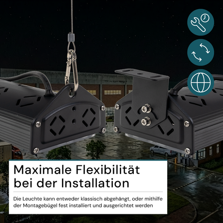 2er Pack LED-Hallenleuchte, linear, 50 W, 6000 lm, 5000 K (neutralweiß), IP65, EPISTAR LED, schwarz