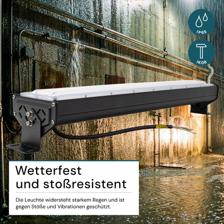 5er Pack LED-Hallenleuchte, linear, 100 W, 12000 lm, 5000 K (neutralweiß), IP65, EPISTAR LED, schwarz