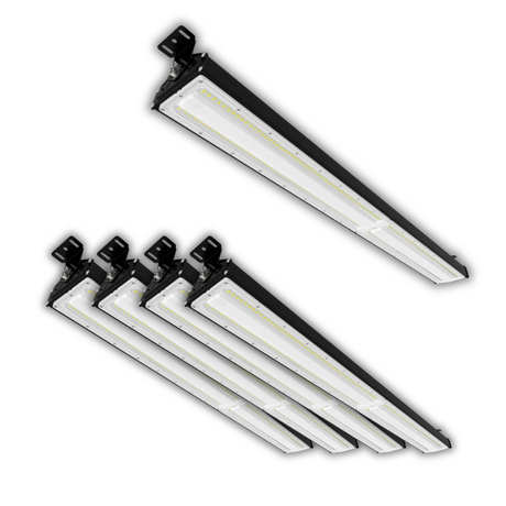5er Pack LED-Hallenleuchte, linear, 200 W, 24000 lm, 5000 K (neutralweiß), IP65, EPISTAR LED, schwarz.