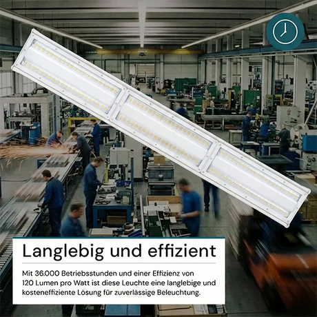 LED-Hallenleuchte, linear, 200 W, 24000 lm, 5000 K (neutralweiß), IP65, EPISTAR LED, weiß