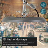 LED-HighBay, UFO, grau, 100 W, 10000 lm, CCT 3000-6500 K (warm-, neutral-, kaltweiß), IP65