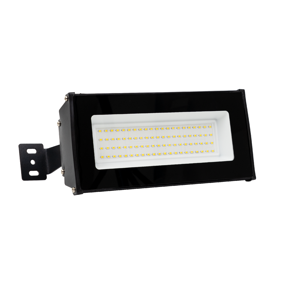 LED-Highbay linear, 50 W / 5000 lm (100 lm/W), 4000 K (neutralweiß), schlagfester LED Hallentiefstrahler IP65, schwarz