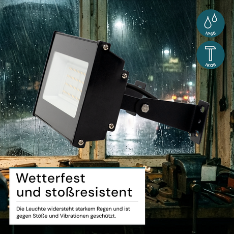 2er Pack LED-Hallenleuchte, linear, 50 W, 5000 lm, 4000 K (neutralweiß), IP65, schwarz