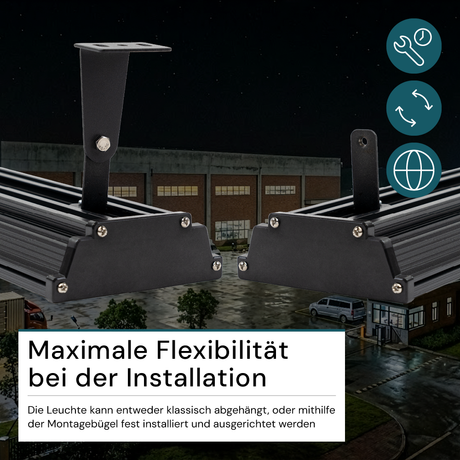 LED-Hallenleuchte, linear, 200 W, 20000 lm, 4000 K (neutralweiß), IP65, schwarz