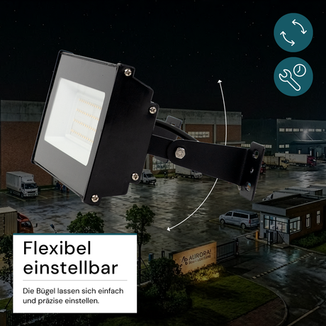 LED-Highbay linear, 50 W / 5000 lm (100 lm/W), 4000 K (neutralweiß), schlagfester LED Hallentiefstrahler IP65, schwarz