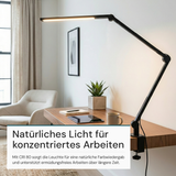LED-Schreibtischlampe mit Clip, in Schwarz, dimmbar, 5 Farbtemperaturstufen, 10 W, 450 lm, klemm- und verstellbare Monitorlampe