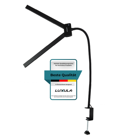 LED-Schreibtischlampe, Doppelkopf, in Schwarz, dimmbar, 5 Farbtemperaturstufen, 18 W, 1100 lm, klemm- und voll verstellbare Monitor-/Tischlampe mit kotaktlosem Ein-/Ausschaltssensor