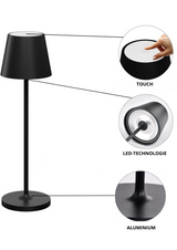 4er Set LED-Tischleuchte mit Akku, Dimm- & CCT-Funktion, wiederaufladbar, IP44, USB-C, schwarz.